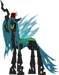 Size: 676x852 | Tagged: safe, artist:soft-bite, queen chrysalis, changeling, changeling queen, female, green eyes, horn, robo chrysalis, solo