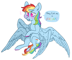 Size: 980x822 | Tagged: safe, artist:jellybeanbullet, derpibooru import, rainbow dash, pegasus, pony, seraph, blushing, colored hooves, four winged dash, four wings, multiple wings, simple background, solo, white background