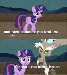 Size: 942x1049 | Tagged: safe, derpibooru import, edit, edited screencap, screencap, discord, twilight sparkle, the return of harmony, comic, duo, movie quote, return of the jedi, screencap comic, star wars