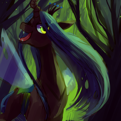 Size: 1280x1280 | Tagged: safe, artist:cherivinca, queen chrysalis, changeling, changeling queen, female, open mouth, solo