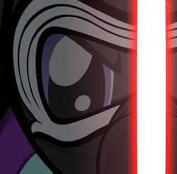 Size: 731x720 | Tagged: safe, artist:mrflabbergasted, starlight glimmer, pony, unicorn, crossover, kylo ren, lightsaber, mask, sithlight glimmer, star wars, star wars: the force awakens, weapon