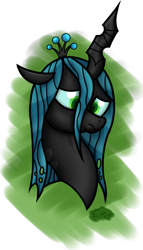 Size: 2450x4296 | Tagged: safe, artist:evan555alpha, derpibooru exclusive, queen chrysalis, changeling, changeling queen, absurd resolution, bust, female, mare, sad, semi-transparent, signature