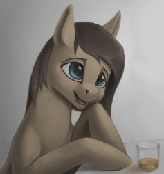 Size: 1042x1100 | Tagged: safe, artist:difetra, oc, oc only, oc:tera bit, comic:drinks, alcohol, female, mare, sitting, solo