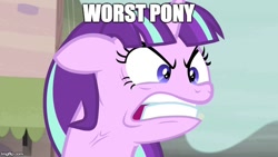 Size: 640x360 | Tagged: safe, starlight glimmer, pony, unicorn, the cutie map, drama, image macro, meme, solo, starlight drama, starlight glimmer is worst pony, worst pony