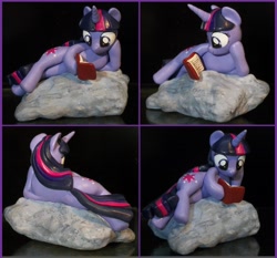 Size: 5032x4696 | Tagged: safe, artist:madponyscientist, derpibooru import, twilight sparkle, pony, absurd resolution, book, custom, irl, photo, rock, sculpture, solo