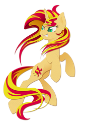 Size: 2024x3000 | Tagged: safe, artist:eljonek, sunset shimmer, pony, unicorn, rearing, simple background, solo, transparent background