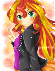 Size: 2975x3850 | Tagged: safe, artist:monicherrie, sunset shimmer, human, equestria girls, anime battle thread, cute, female, heart eyes, humanized, light skin, shimmerbetes, solo, sparkles, wingding eyes