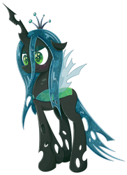 Size: 2000x2750 | Tagged: safe, artist:patchnpaw, queen chrysalis, changeling, changeling queen, blushing, cute, cutealis, female, glitter, smiling, solo, sparkly