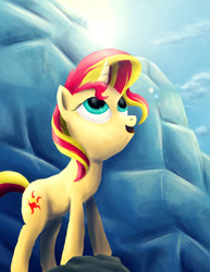 Size: 785x1017 | Tagged: safe, artist:fox-moonglow, sunset shimmer, pony, unicorn, crystal empire, freedom, solo