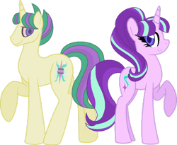 Size: 600x493 | Tagged: safe, artist:t-aroutachiikun, starlight glimmer, oc, oc:eventide burst, ghost, father