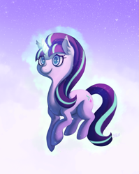 Size: 1489x1874 | Tagged: safe, artist:miss-cats, starlight glimmer, pony, unicorn, levitation, magic, self-levitation, smiling, solo, telekinesis