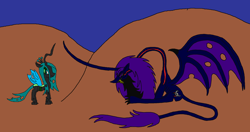 Size: 1024x542 | Tagged: safe, artist:killerbug2357, queen chrysalis, changeling, changeling queen, 1000 hours in ms paint, female, horn, ms paint