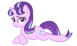 Size: 841x508 | Tagged: safe, artist:paking pie, starlight glimmer, pony, unicorn, looking at you, prone, simple background, solo, vector, white background
