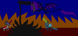 Size: 1024x480 | Tagged: safe, artist:killerbug2357, king sombra, queen chrysalis, changeling, changeling queen, pony, unicorn, 1000 hours in ms paint, ms paint