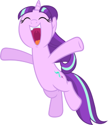 Size: 5180x6000 | Tagged: safe, artist:slb94, starlight glimmer, pony, unicorn, the cutie re-mark, absurd resolution, cute, excited, eyes closed, female, glimmerbetes, happy, jumping, mare, open mouth, simple background, smiling, solo, transparent background, uvula, vector