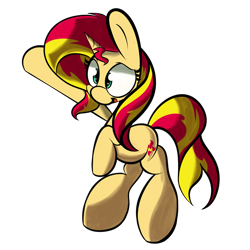 Size: 1280x1280 | Tagged: dead source, safe, artist:turtlefarminguy, sunset shimmer, pony, unicorn, solo