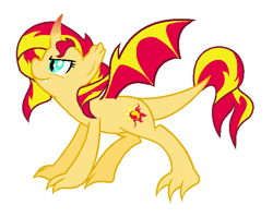 Size: 678x540 | Tagged: safe, artist:unoriginai, sunset shimmer, dracony, dragon, hybrid, pony, dragonified, solo, species swap