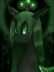 Size: 512x680 | Tagged: safe, artist:thewake96, queen chrysalis, changeling, changeling queen, female, smiling, solo