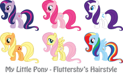 Size: 900x546 | Tagged: safe, artist:vonborowsky, derpibooru import, applejack, fluttershy, pinkie pie, rainbow dash, rarity, twilight sparkle, earth pony, pegasus, pony, unicorn, alternate hairstyle, mane six, simple background, stock vector, transparent background, vector, vector trace