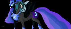 Size: 1600x645 | Tagged: safe, artist:mojo1985, nightmare moon, queen chrysalis, changeling, changeling queen, conjoined, nightmare chrysalis, nightmarified, two heads, xk-class end-of-the-world scenario