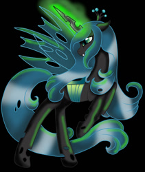 Size: 811x963 | Tagged: safe, artist:nevera573, queen chrysalis, changeling, changeling queen, black background, magic, simple background, solo