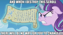 Size: 959x537 | Tagged: safe, screencap, starlight glimmer, pony, unicorn, the cutie re-mark, angry, image macro, meme, ragelight glimmer, scroll