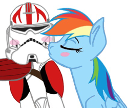 Size: 425x361 | Tagged: safe, artist:coolman210, derpibooru import, rainbow dash, pegasus, pony, arc-77, blushing, clone trooper, clone wars, crack shipping, crossover, crossover shipping, fordo, fordodash, kissing, shipping, star wars, star wars: clone wars