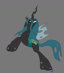 Size: 1419x1606 | Tagged: safe, artist:twigpony, queen chrysalis, changeling, changeling queen, female, horn, rearing, solo