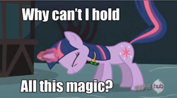 Size: 930x518 | Tagged: safe, derpibooru import, twilight sparkle, magic duel, image macro, magic