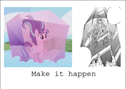 Size: 640x453 | Tagged: safe, starlight glimmer, pony, unicorn, the cutie re-mark, crystal, exploitable meme, fairy tail, frozen, image macro, make it happen, meme