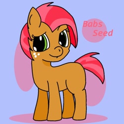 Size: 1008x1008 | Tagged: safe, artist:graphene, babs seed, earth pony, brown coat, female, filly, freckles, solo, two toned mane