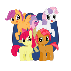 Size: 648x648 | Tagged: dead source, safe, artist:graphene, apple bloom, babs seed, scootaloo, sweetie belle, cutie mark crusaders