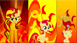 Size: 1920x1080 | Tagged: safe, artist:mr-kennedy92, sunset shimmer, pony, baby, baby pony, babyset shimmer, cutie mark, diaper, filly, filly sunset shimmer, foal, vector, wallpaper