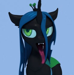 Size: 600x610 | Tagged: dead source, safe, artist:uncommented, queen chrysalis, changeling, changeling queen, 3d, female, long tongue, open mouth, solo, tongue out