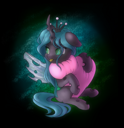 Size: 1965x2021 | Tagged: safe, artist:whazzam95, queen chrysalis, changeling, changeling queen, cute, cutealis, heart, solo, squishy, tongue out