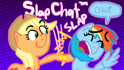 Size: 1920x1080 | Tagged: safe, artist:keno9988, derpibooru import, applejack, rainbow dash, earth pony, pegasus, pony, game grumps, pony grumps, slap, slapchat, snapchat