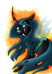 Size: 1024x1453 | Tagged: safe, artist:snowolive, queen chrysalis, changeling, changeling queen, female, licking, licking lips, solo, tongue out