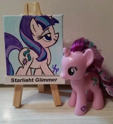 Size: 1836x2006 | Tagged: safe, artist:lucaspratt, starlight glimmer, pony, unicorn, brushable, close enough, painting, toy, traditional art