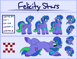 Size: 1280x988 | Tagged: safe, artist:graphene, oc, oc only, oc:felicity stars, pegasus, pony, bands, cutie mark, female, reference sheet