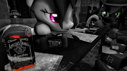 Size: 3840x2160 | Tagged: safe, artist:dj-chopin, derpibooru import, applejack, rainbow dash, earth pony, pegasus, pony, fallout equestria, applejack daniel's, armor, black and white, cigarette, grayscale, jack daniels, monochrome, noir, noirr, power armor, smoke