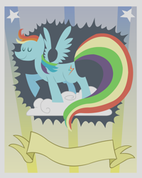 Size: 3000x3750 | Tagged: safe, artist:klarnetist, derpibooru import, rainbow dash, pegasus, pony, the mysterious mare do well, backwards cutie mark, partly pointy, pointy ponies, poster, solo, vector