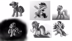 Size: 2679x1556 | Tagged: safe, artist:xbi, derpibooru import, applejack, fluttershy, pinkie pie, rainbow dash, rarity, twilight sparkle, earth pony, pegasus, pony, unicorn, belly, belly button, female, grayscale, mane six, mare, monochrome, raised hoof, spread legs, spreading