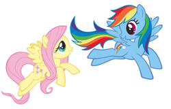 Size: 683x437 | Tagged: safe, artist:burossamu, derpibooru import, fluttershy, rainbow dash, pegasus, pony, castle creator, female, flutterdash, lesbian, shipping, simple background, white background