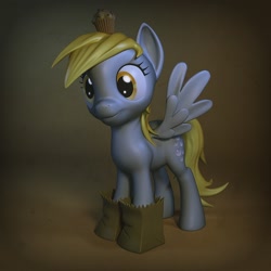 Size: 900x900 | Tagged: safe, artist:temporal333, derpy hooves, pegasus, pony, 3d, 3d model, female, mare, muffin, nightmare night, paper bag wizard