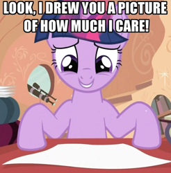 Size: 492x500 | Tagged: safe, derpibooru import, twilight sparkle, caption, image macro, no fucks, reaction image