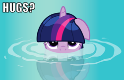 Size: 924x600 | Tagged: safe, derpibooru import, twilight sparkle, hug, image macro, water, wet mane