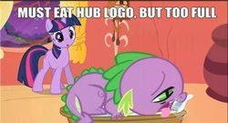 Size: 500x269 | Tagged: safe, derpibooru import, spike, twilight sparkle, dragon, hub logo, hubble