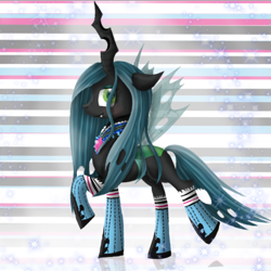 Size: 900x900 | Tagged: safe, artist:chanceyb, queen chrysalis, changeling, changeling queen, clothes, ponymania, socks, solo