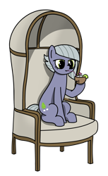 Size: 2046x3347 | Tagged: safe, artist:czu, limestone pie, earth pony, pony, chair, coconut, drink, drinking, female, food, mare, simple background, sitting, smiling