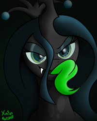 Size: 2400x3000 | Tagged: safe, artist:xain-russell, queen chrysalis, changeling, changeling queen, bedroom eyes, kitchen eyes, solo, tongue out